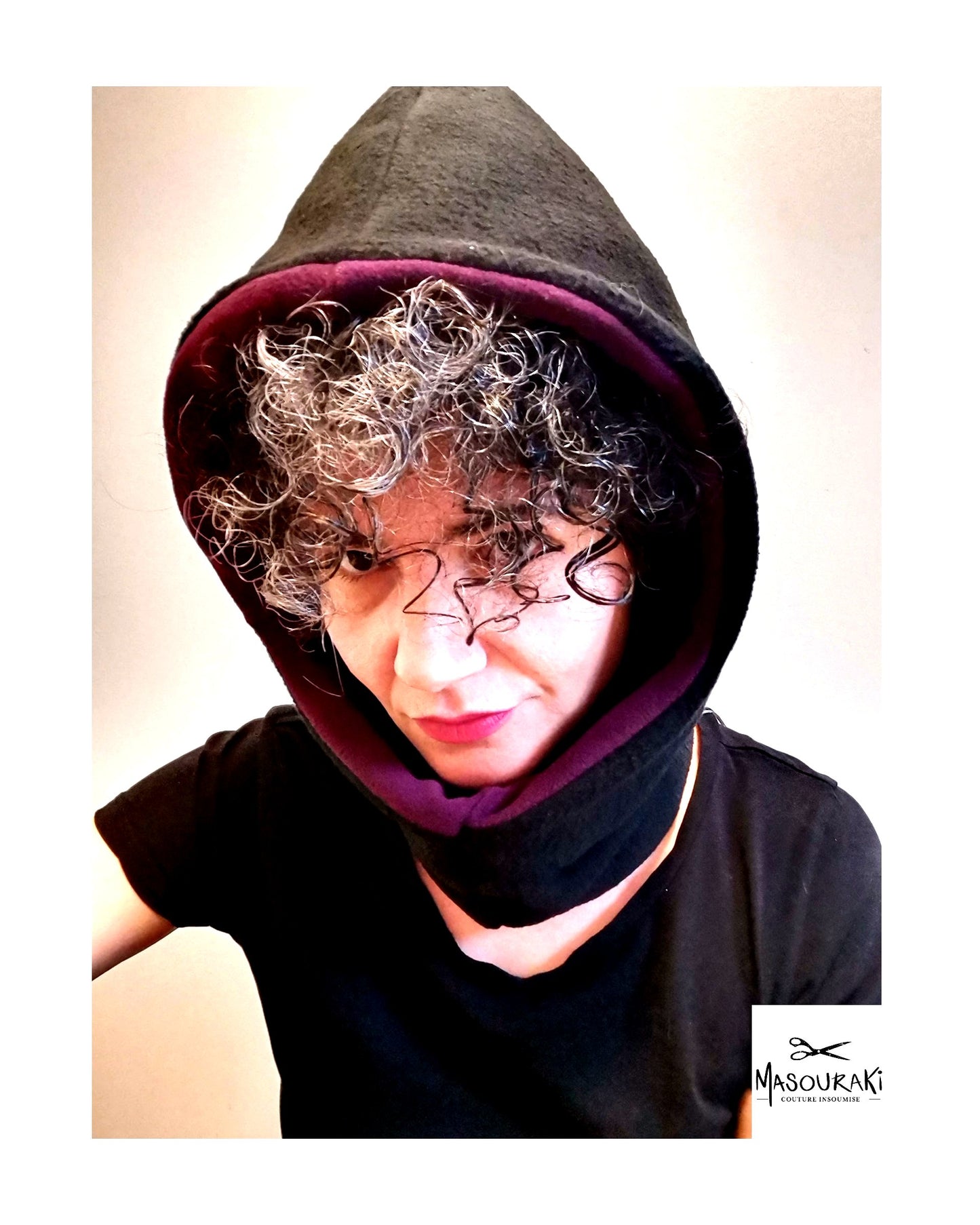 Double-faced Polar fleece hood with neck warmer