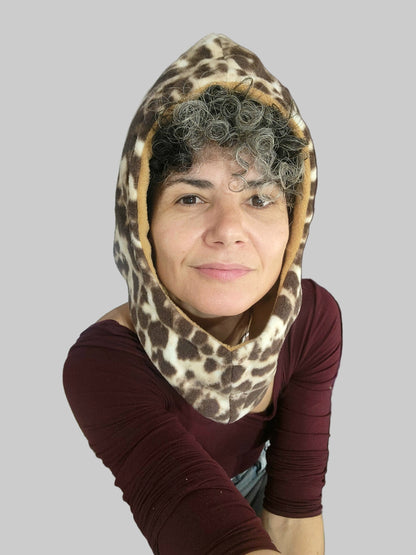 Double-faced Polar fleece hood with neck warmer