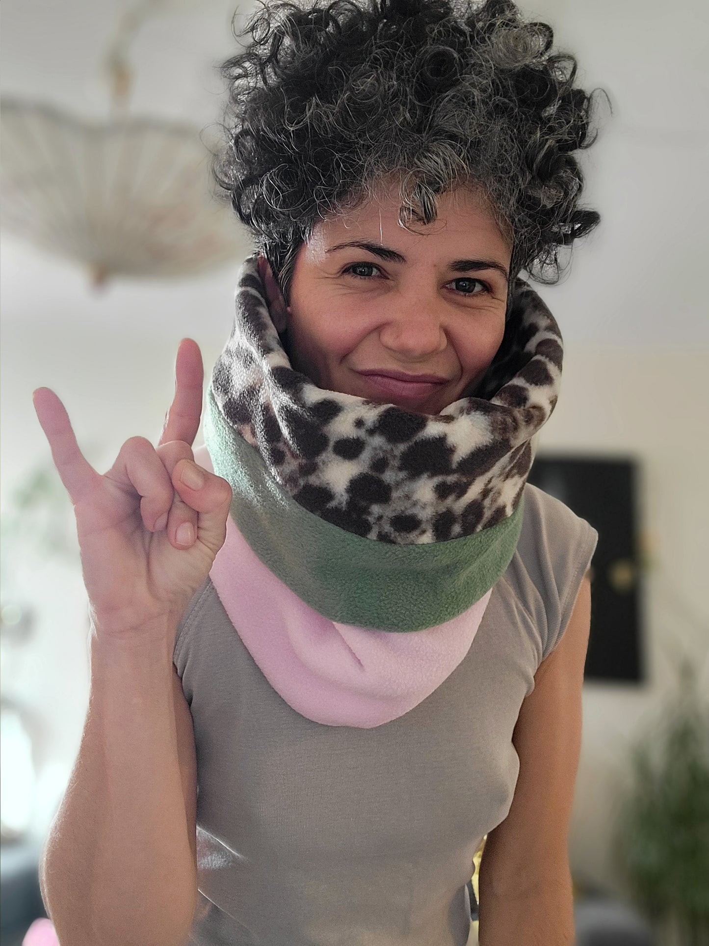 Flip over double faced necktube/ hood 2 in 1