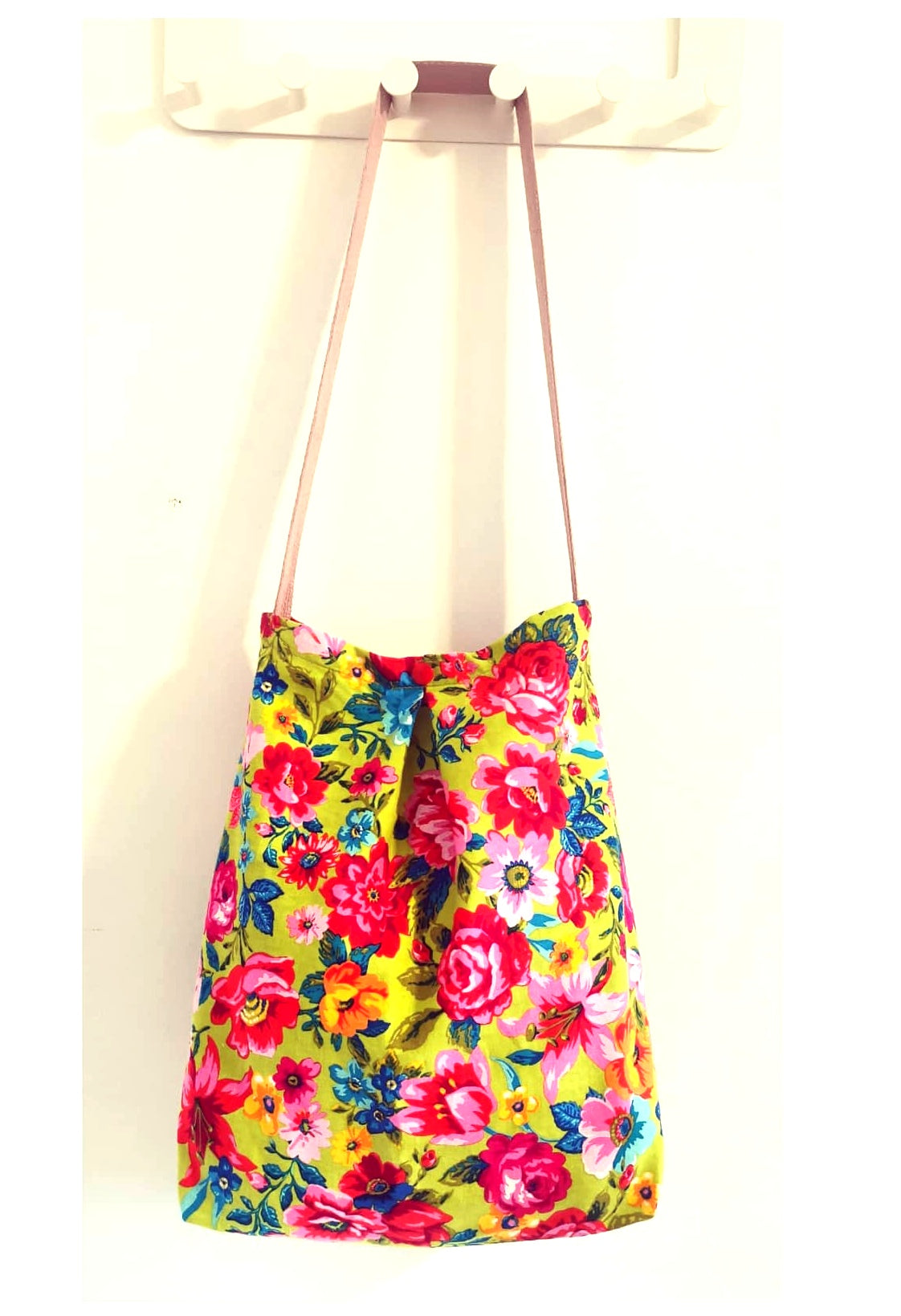 Handmade cotton tote with pleat