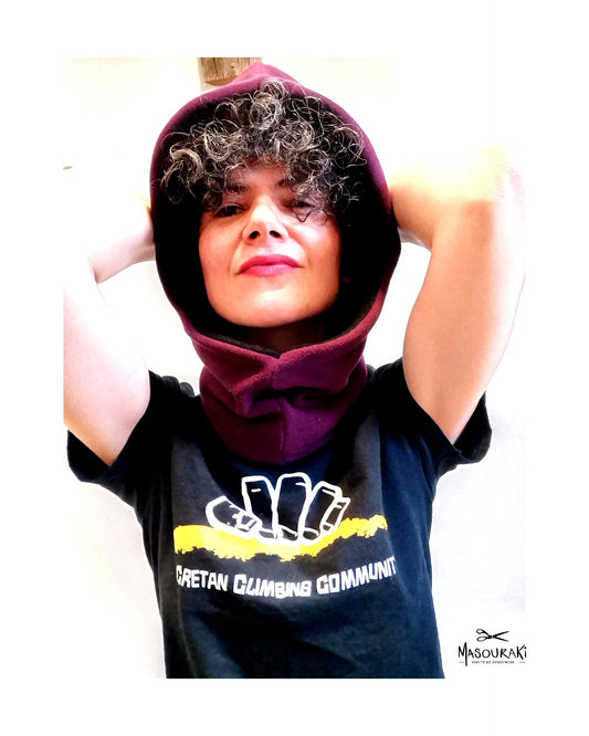 Double-faced Polar fleece hood with neck warmer